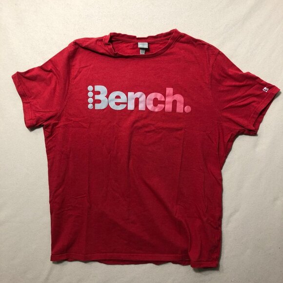 Bench T Shirt Mens 2XL Red Short Sleeve Logo Graphic Tee Center Logo Casual - Picture 1 of 6